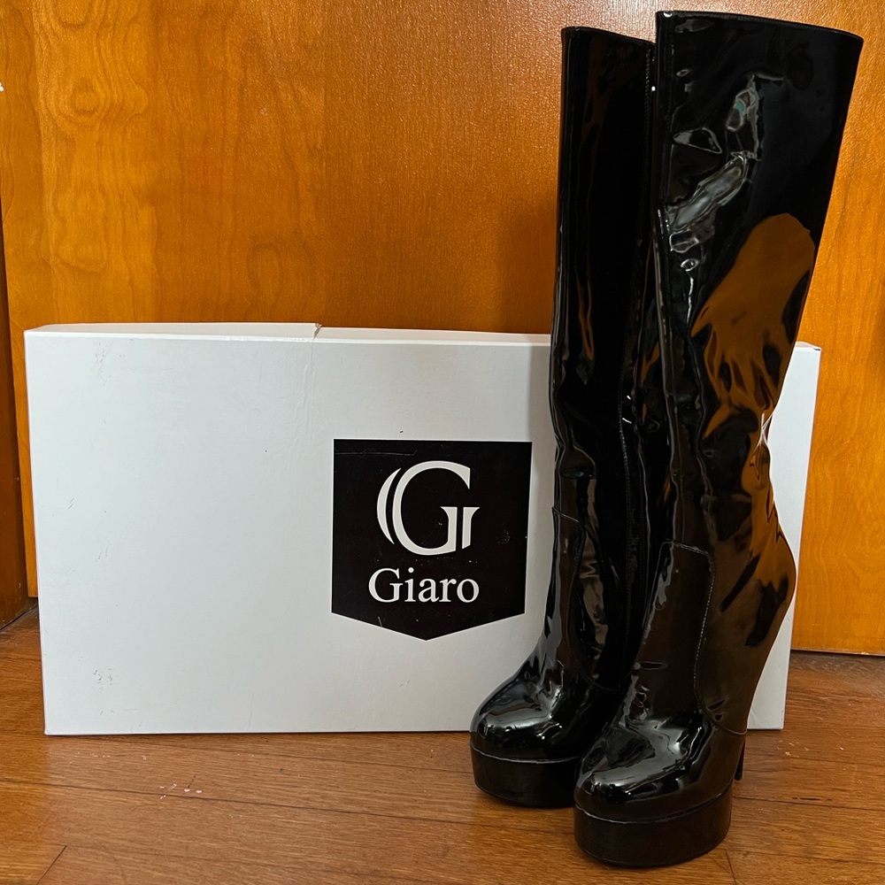 Giaro Galana Patent Fetish Knee High Boot.